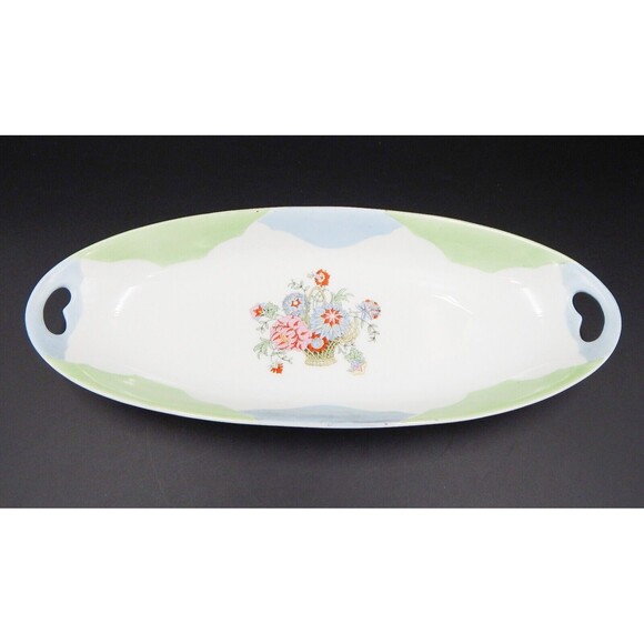 P.V. Vessra Germany Celery Dish Serving Hand-Painted Floral Pastel 13 Inch - Picture 1 of 9